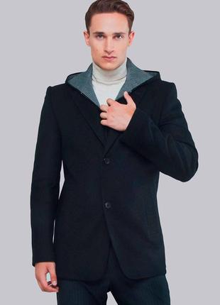 Мужское пальто черное демисезонное stilyaga (арт. м-406)4 фото