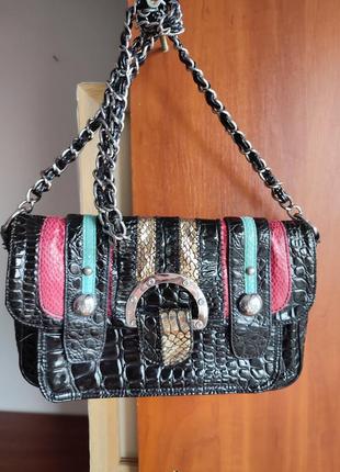 Лакований брендовий anna smith клатч на ланцюжку .