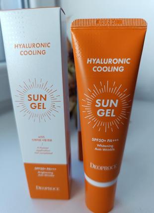 Солнцезащитный гель с гиалуроновой кислотой deoproce hyaluronic cooling sun gel spf 50 pa+++.1 фото