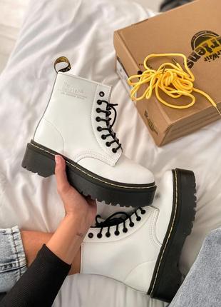 Ботинки dr. martens white  на меху черевики хутро зима