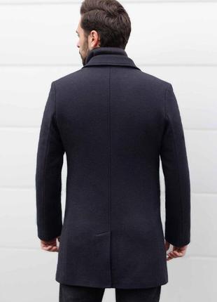 Чоловіче пальто синє демісезонне luxury (арт. k-043)3 фото