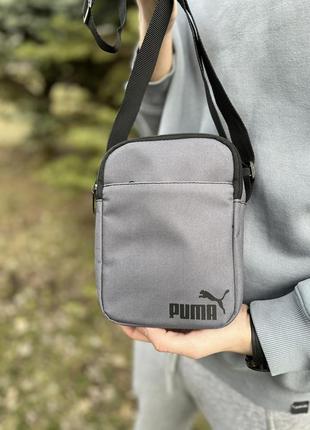 Сумка puma серая / мужская спортивная сумка через плечо пума / барсетка puma4 фото