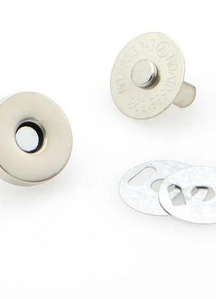 Кнопка магнітна. розмір — 18 мм. колір — срібло1 фото