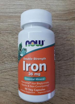 Now foods, залізо, 36 мг (iron, double strength), 90 капсул