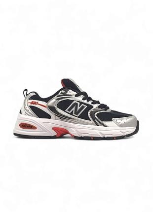 Женские кроссовки черные с серебристым и оранжевый new balance 530
black silver orange