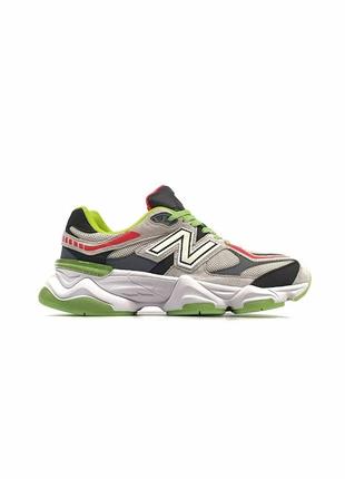 Женские кроссовки серые с салатовым new balance 9060 glow1 фото