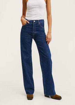 Синие джинсы wideleg tiro alto модель nora от mango