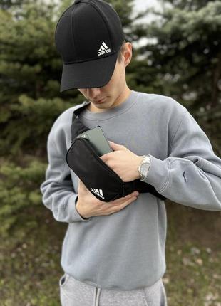 Бананка поясная adidas черная / сумка на пояс адидас3 фото