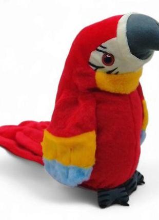 Мʼяка іграшка "папуга-повторюшка" (червоний)1 фото