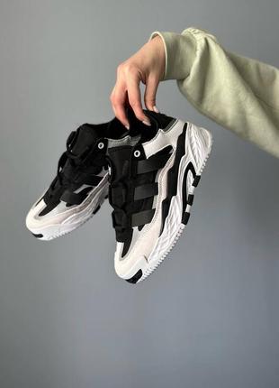 Трендовые женские кроссовки adidas niteball black white чёрно-белые7 фото