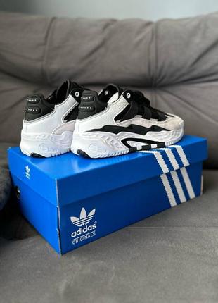 Трендовые женские кроссовки adidas niteball black white чёрно-белые8 фото