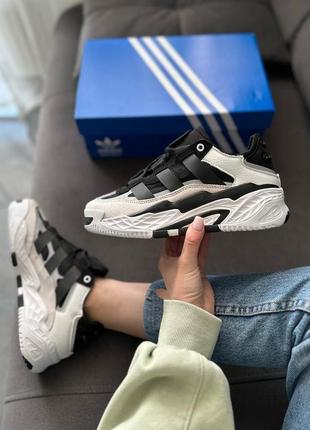 Трендовые женские кроссовки adidas niteball black white чёрно-белые5 фото