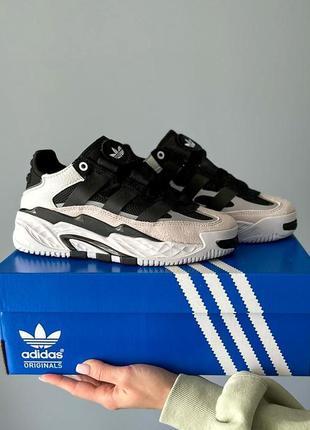 Трендовые женские кроссовки adidas niteball black white чёрно-белые3 фото