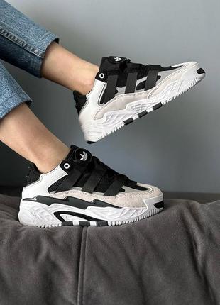 Трендовые женские кроссовки adidas niteball black white чёрно-белые2 фото