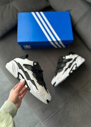 Трендовые женские кроссовки adidas niteball black white чёрно-белые9 фото