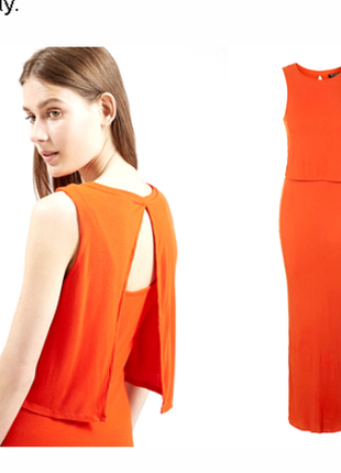 Платье облегающее макси без рукавов topshop апельсин, терракотовое, оранжевое2 фото
