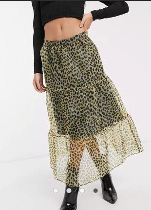 Брендовая леопардовая юбка из органзы topshop этикетка8 фото