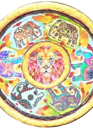 Тарелка "слоны" 42 см керамика настенная большая блюдо керамическое