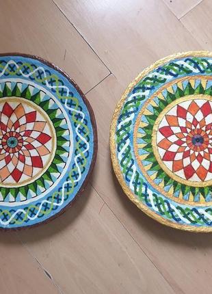 Декоративная тарелка диаметром 40 см "marmaris"  шамотной триполской глины станет изысканным2 фото