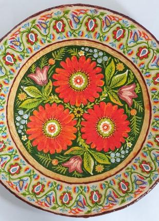 Декоративная тарелка диаметром 42 см "ukraine" шамотной трипольской глины