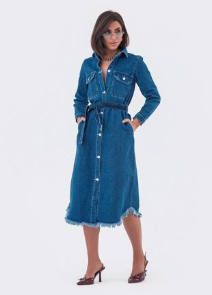 Джинсова сукня-сорочка (блакитна,синя, сіра)6 фото