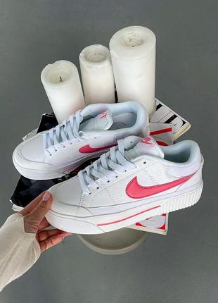 Нереально милые женские кроссовки nike court legacy lift white pink белые с розовым