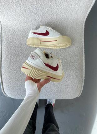 Шикарные женские кроссовки nike court legacy lift white beige red бежевые с красным8 фото