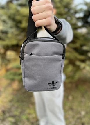 Сумка adidas серая / мужская спортивная сумка через плечо адидас / барсетка adidas4 фото