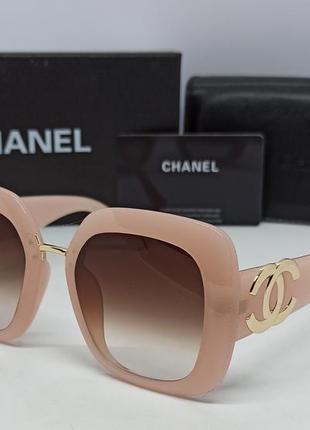 Окуляри в стилі chanel жіночі великі коричнево рожеві градієнт