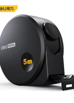 Рулетка 5м. deli home series ht8519 из углеродистой стали, корпус soft touch пластик