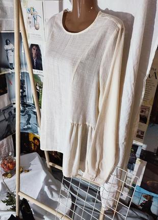 Молочная, винтажная блузка под лен3 фото