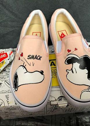 Vans x peanuts slip on smack pearl. сліпони ванс. кеди венс, венс