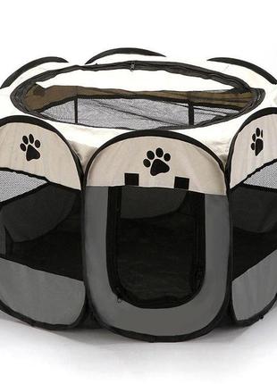 Манеж переносний вольєр розкладний pethouse 114 см xxl для домашніх тварин (кішок, собак) сірий (код: ph114)