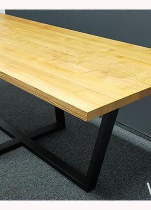 Шикарний! стіл лофт v-85. 2200*1000, ясен 40мм. меблі лофт.1 фото