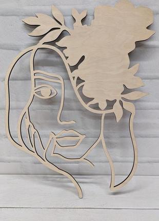 Трафарети фанера дівчина контур обличчя дівчини квітка дерев'яний трафарет основа для стабілізованого моху3 фото