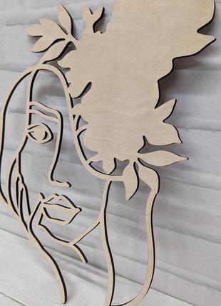 Трафарети фанера дівчина контур обличчя дівчини квітка дерев'яний трафарет основа для стабілізованого моху2 фото