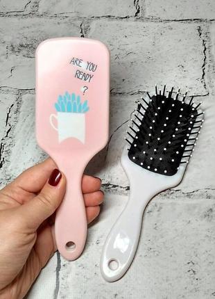 Расческа щетка для волос кактус розовая