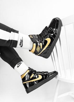 🖤🔥nike air jordan 1 retro high black gold🔥🖤мужские высокие кроссовки найк джордан