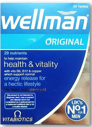 Wellman original vitabiotics комплекс из 29 витаминов и минералов для мужчин 30 таблеток1 фото