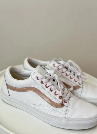 Белые кожаные vans old skool6 фото