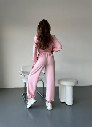 Костюм женский спортивный (штаны+кофта) двунитка 42-48 оранжевый, розовый7 фото