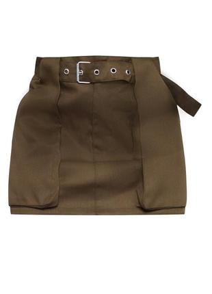 Khaki oversized pocket detail cargo mini skirt