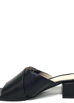 Новые летние шлёпанцы на каблуке 4 см 38 р красивые удобные чёрные шлёпки3 фото