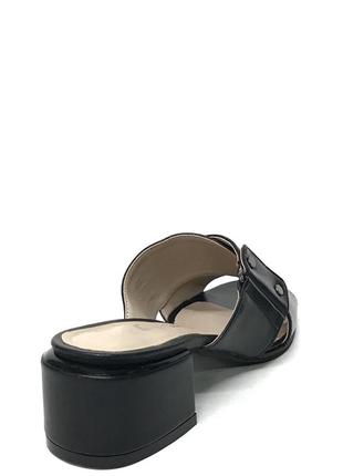 Новые летние шлёпанцы на каблуке 4 см 38 р красивые удобные чёрные шлёпки4 фото