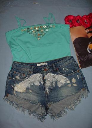 Шорты джинсовые женские летние размер 44 / 10 кружева секси