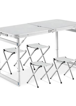 Стіл для пікніка посилений з 4 стільцями folding table білий