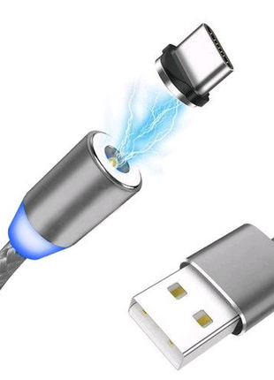 Магнитный кабель usb type-c серый