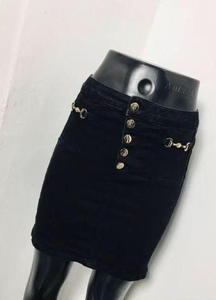 Чорна джинсова стретчева спідниця денім на ґудзиках tally weijl m brandusa1 фото