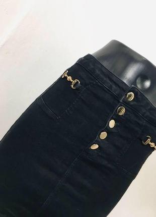 Чорна джинсова стретчева спідниця денім на ґудзиках tally weijl m brandusa6 фото