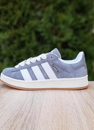 Жіночі кросівки | adidas campus | сірі з білим | замша, :41